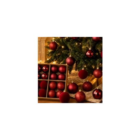 boules de noel bordeaux 6 cm boules plastique décoratives suspendues pour sapin de noel décoration festive fête de noel maison (1/4)