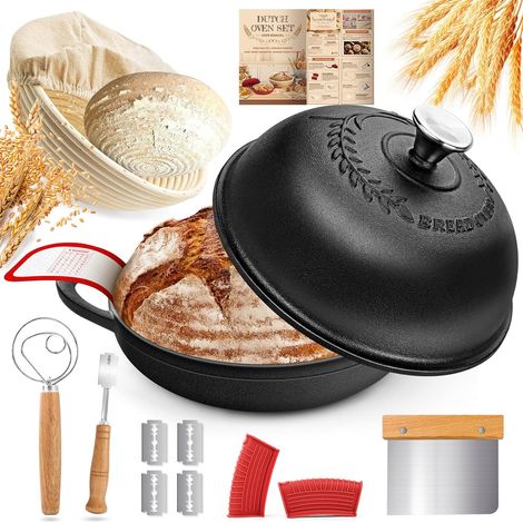 Cast Iron Dutch Oven with Lid, Non Stick Dutch Oven for Baking Bread, Braising, Stews, Roast, 5 Litre (1/5)