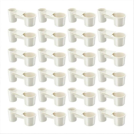 Set mit 24 Vogeltränken/Futterstellen in Käfigform, ideal für Hühner, Wachteln und anderes Geflügel (weiß). (1/5)