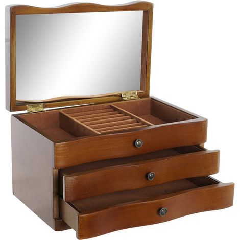 Joyero Mdf Terciopelo 27X18X16 Espejo Marron JO103996 (1/5)