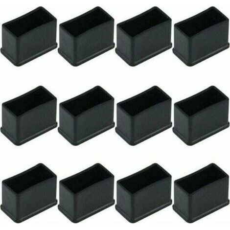 Lote de 12 protectores rectangulares de fieltro de goma para patas de mesa o silla - Negro, 15 x 30 mm. (1/4)