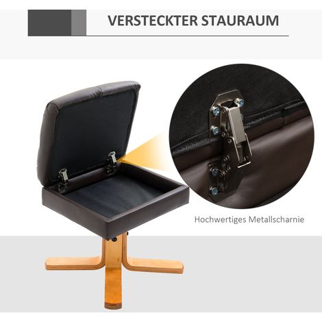 Fauteuil relax avec repose-pieds, fauteuil TV pivotant à 360° avec fonction inclinable, fauteuil de lecture pour chambre, salon, similicuir, marron (1/5)