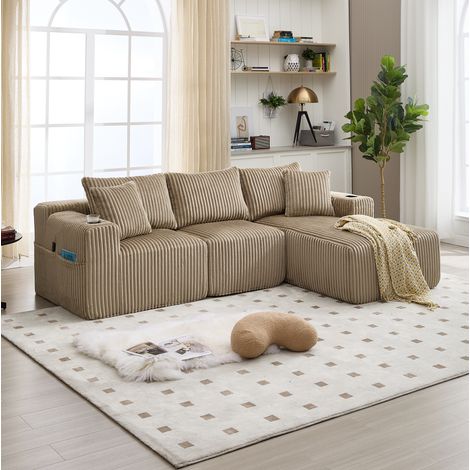 Modulares Sofa mit Chaiselongue 257x90-160 cm Cord OKMYHOME (1/5)