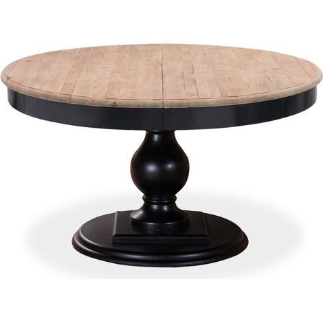 Table ronde extensible en bois massif Héloïse Bois naturel et pied noir