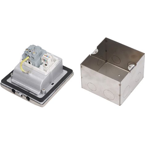 Feuerbeständige, wasserdichte Unterputz-Bodensteckdose mit RJ45-Netzwerkanschluss, EU-Standard, 250 V Wechselstrom, Unterputz-Steckdose (1/5)