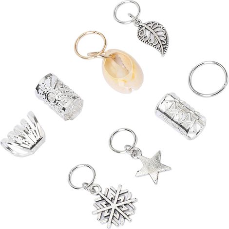 100 pièces Boucles d'oreilles pour Dreadlocks Motifs Ajourés Étoiles Coquillages Accessoires Tressage Métal (1/5)