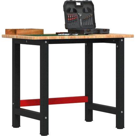 Werkbank Hellbraun 100x60x81,5 cm Massivholz Eiche Rechteckig