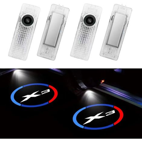 (2PCS-X3) Lot de 2 lampes LED d'accueil pour portières de voiture, projecteur d'ombre de logo, accessoires décoratifs automobiles compatibles avec les véhicules BMW. (1/5)