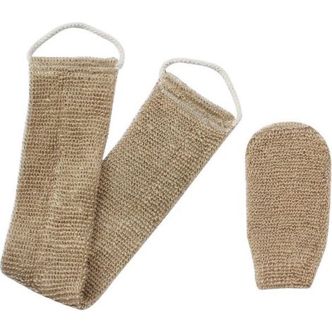 Gants exfoliants en jute pour la douche et le bain - sac à savon exfoliant et masseur de dos, adaptés à tous les types de peau. (1/5)