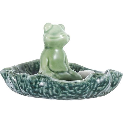 Porte-encens en céramique en forme de grenouille, brûleur d'encens décoratif pour la maison. (1/5)