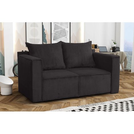 AX LIVING Hatay Schlafsofa 2 Sitzer Cord Sofa Dunkelgrau 170 cm