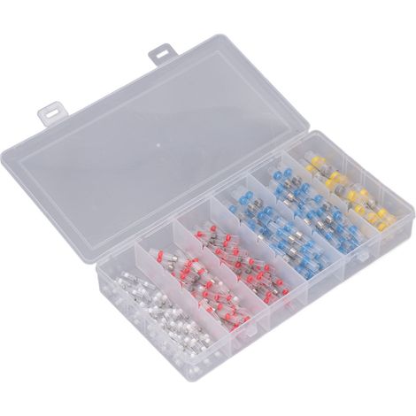 Kit de 150 connecteurs de fils thermorétractables à sertir bout à bout, étanches et isolés (1/5)
