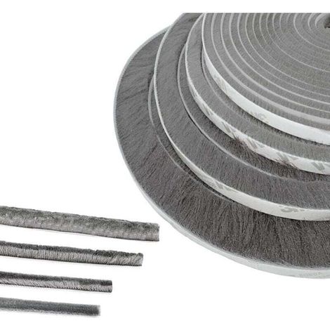 Joint de brosse de porte, 1m (L) x 9 mm (l) x 23 mm (P), gris, joint de porte et de fenêtre insonorisé, joint de brosse adhésif