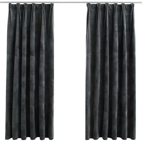 Maison Exclusive - Tende Oscuranti con Ganci 2 pz Antracite in Velluto 140x175 cm