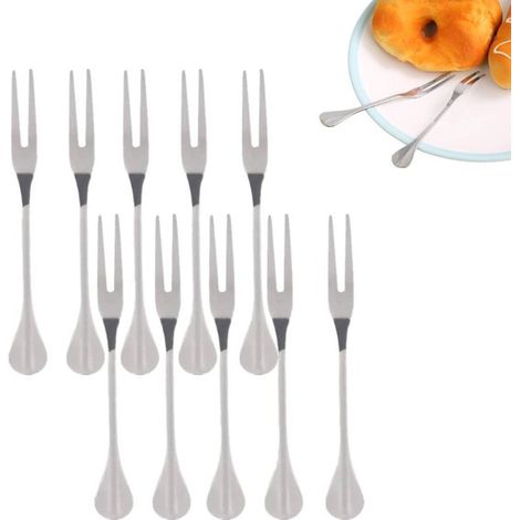 Forchette in acciaio inox, set da 10. Forchette da frutta spesse, ideali per grigliate, lumache, dessert e insalate. Comode mini forchette da frutta. (1/5)