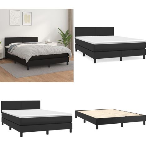 Boxspringbett mit Matratze Schwarz 140x200 cm Kunstleder - Boxspringbett - Doppelbett - Schlafzimmermöbel - Kunstleder - Schwarzes Bett - Home & Living (1/5)