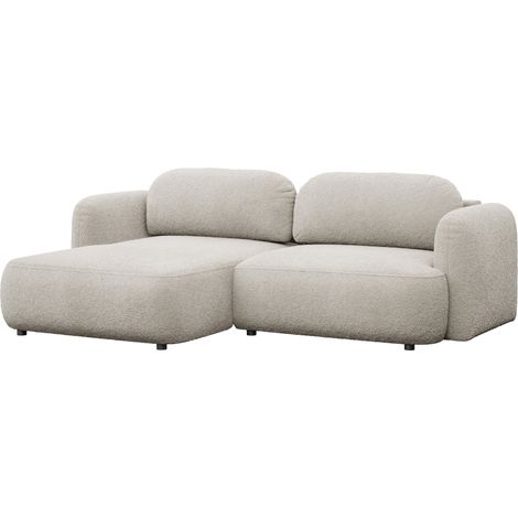 Selsey Tvoya – Ecksofa mit Schlaffunktion, Ottomane links, Bouclé Hellbeige