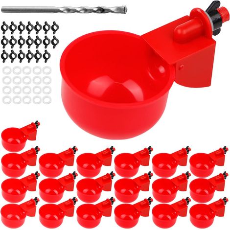 Abreuvoirs automatiques pour volailles (20 pièces) avec ouvre-trou, adaptés aux poulets, canards et oies. (1/5)