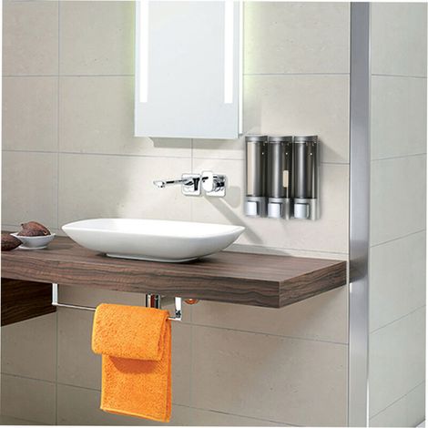 CHUANGDIAN Manual Soap Dispensers Three-Chamber Wall-Mounted Shampoo Box Liquid Shower Gel Restroom Dispenser and Toilet Holder 200 ML 3 (1/5)