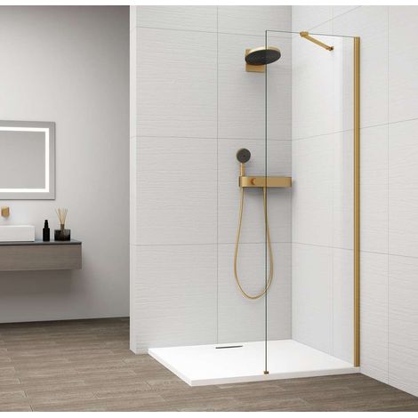 Polysan Esca - Walk-In-Duschwand 40 x 210 cm, Antidrop, Glas klar/mattgold ES1040-04 (1/4)