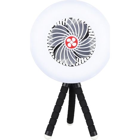 Mini ventilatore solare "Tanami" con treppiede leggero e flessibile (4W 5V) bianco e nero (1/5)