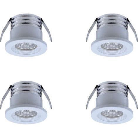 Spot Encastrable LED - 3 W - 3000 K - Verre Dépoli - Aluminium - IP22 - Pour Éclairage Intérieur - Lot de 4 (1/3)