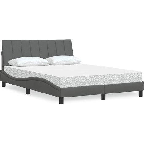 Bett mit Matratze "Hanko" Dunkelgrau 140x200 cm Stoff