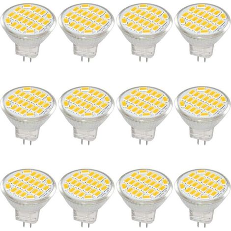 MR11 GU4 Ampoule LED lumière lumières DC/AC 10–30V 3 W, 12V, 24V, 30W Ampoule halogène équivalent, 400 lumens, Blanc chaud 3000K, LED de remplacement pour kit, jardin, intérieur, (lot de 12) (1/5)