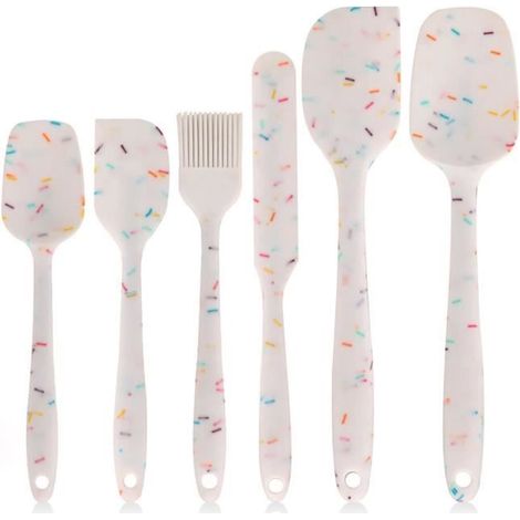 6 pièces, ustensiles cuisine silicone, résistants, blanc, set complet pour préparation culinaire quotidienne (1/4)