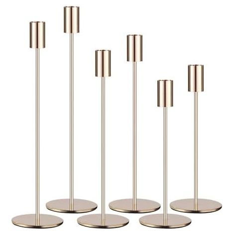 6 PCS Chandelier,Bougeoirs Dorés Taille 33/28/23 CM, Ensemble de Bougeoirs Vintage, Bougeoirs de Mariage, Parfaits pour Les Mariages, Décorations de Table pour la Saint-Valentin. (1/5)