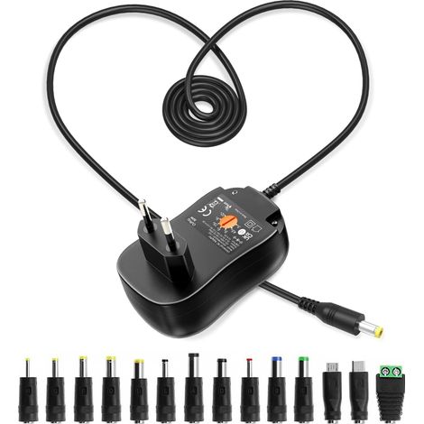 Chargeur Universel 30W Multi-Embout 3V–12V – Adaptateur Secteur AC/DC avec Port USB 5V – Pour Appareils Électroménagers (1/5)