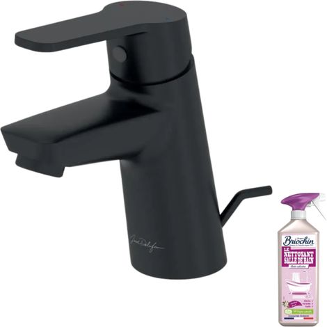 JACOB DELAFON Mezclador de lavabo Aimé con desagüe automático negro mate + limpiador Briochin (1/4)