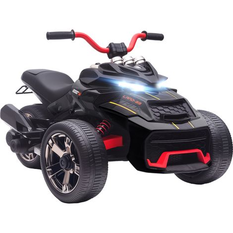 Quad électrique enfants - voiture électrique enfants - AIYAPLAY - 12V, 3 roues, 2 moteurs, lecteur MP3 - 113 x 74 x 63 cm - noir