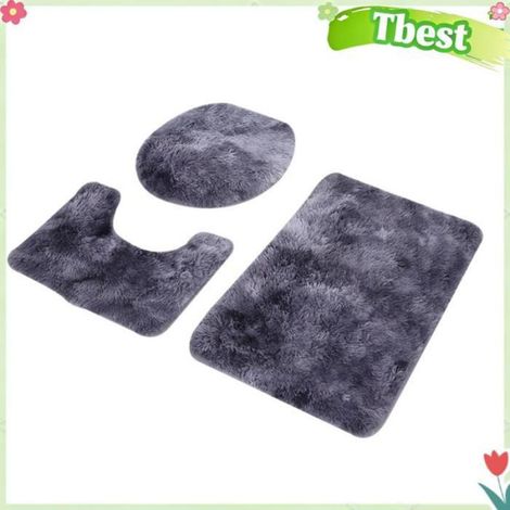 Tbest Ensemble de tapis de salle de bain 3 Pcs Tapis De Salle De Bains Ensemble Doux Violet 27,5x9,5x2cm/50,2x3,74x0,79 pouces (1/5)