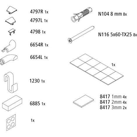 Kermi 2539338 EBLI037 jeu de petites pièces de montage