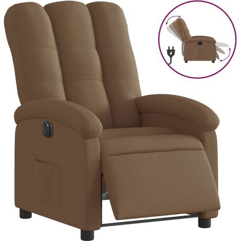 Fauteuil inclinable électrique en tissu marron (1/5)