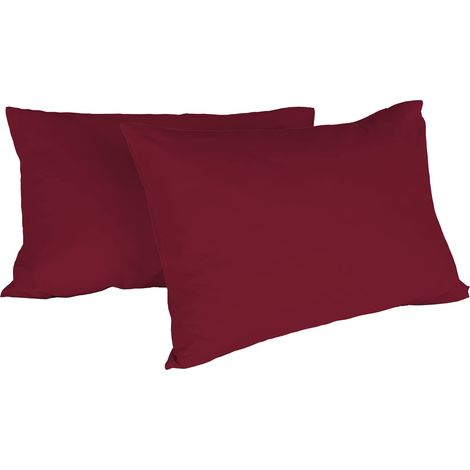 Coppia Federe Max Color 100% cotone, misura federa 50x80 cm con patella interna, Tinta Unita – BORDEAUX (1/2)