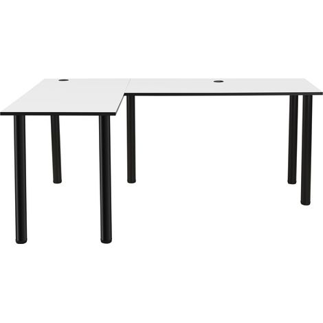 MÖBEL SYSTEM Escritorio de esquina en forma de L o mesa de escritorio/oficina en ángulo con canalización de cables incorporada, Fabricado en la UE:blanco (1/5)