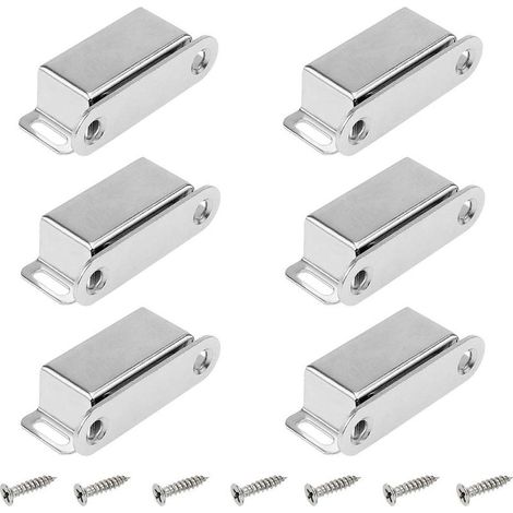 6 cierres magnéticos de acero inoxidable para puertas, pestillos magnéticos para puertas de armarios y muebles, potentes imanes de hasta 6 kg con tornillos para cajones. (1/5)