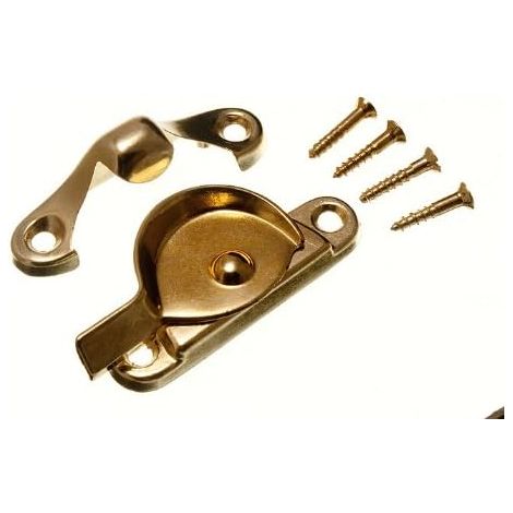 1 loquet de sécurité en acier plaqué laiton pour fenêtre (1/2)