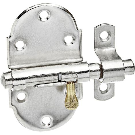 Verrou à grenailles avec bouton en laiton nickelé plaque 45 x 85 mm Ø du boulon 10 mm kit de 10