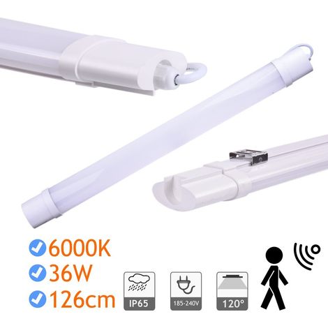 Jandei Regleta led estanca IP65 36W 126cm 6000K con sensor