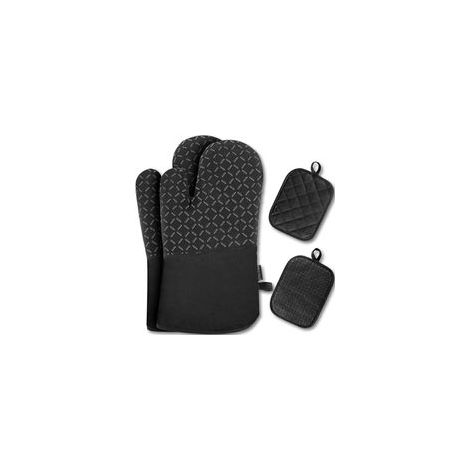 Set di 4 guanti da forno e presine in silicone e cotone, 17 x 31 cm - Crezuo