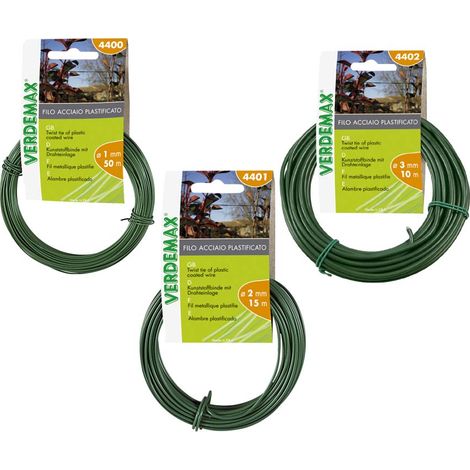 Filo tondo in acciaio plastificato, Ø 3 mm, 10 mt, verde