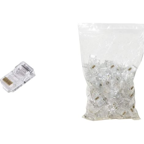 PLUG 8 POLI CAT 5E UTP NON SCHERMATO RJ45 PER CAVO RETE FLESSIBILE CONF 100pz