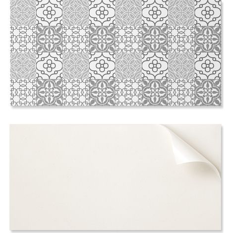 Panel de pared de vinilo con estampado para comedor, 120x60 cm, con motivos geom茅tricos dispuestos en una composici贸n.