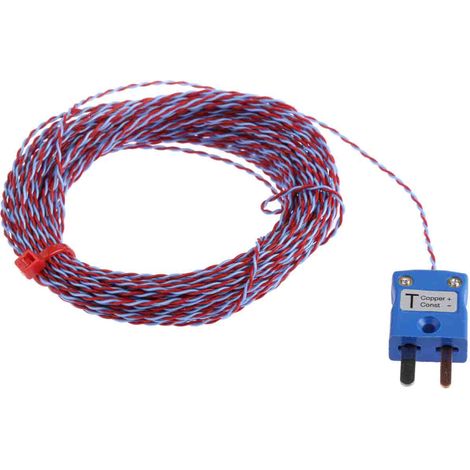 Thermocouple type T, L 10m, +250°C max à Fiche mâle miniature ( Prix pour 1 ) (1/2)