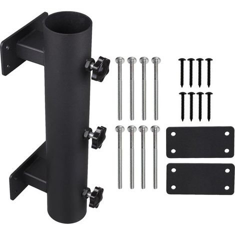 Pied de parasol - Pince de parasol extensible - Support de parasol de balcon - Pince de parasol de balcon - Pied de parasol - Support de parasol - Pince de balcon - Noir - Fer noir (1/5)