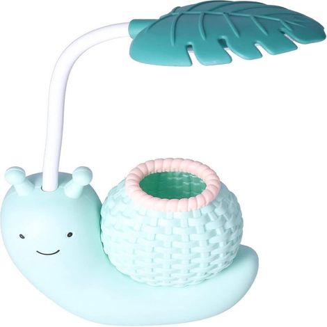 Lampe de bureau LED pour enfants, bleue, multifonctionnelle, avec porte-stylo et bras flexible USB (1/5)