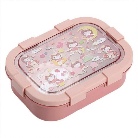 Bento-Box für Kinder, 946 ml (32 oz) / 4-Tassen-Lunchbox mit 3 Fächern, Besteck, Soßenbehälter, mikrowellen- und spülmaschinengeeignet (ab 3 Jahren) (1/5)